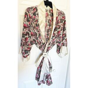 Vintage Gold Label Victoria Secrets Kimono Robe Floral Paisley Print. One Size
